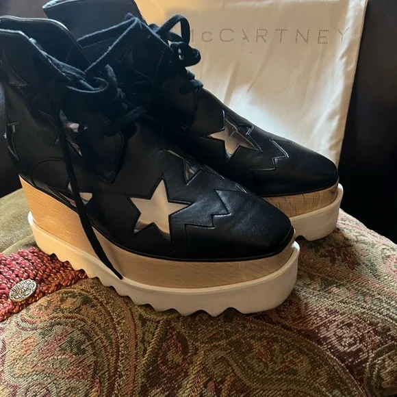 Stella McCartney Vegetarian Leather Patterned Lace-Up Boots Size 5.5 - Picture 13 of 14